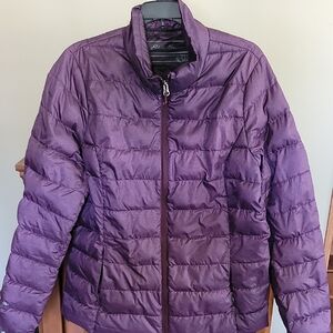 Eddie Bauer Purple Puffer Jacket with Stand-Up Collar